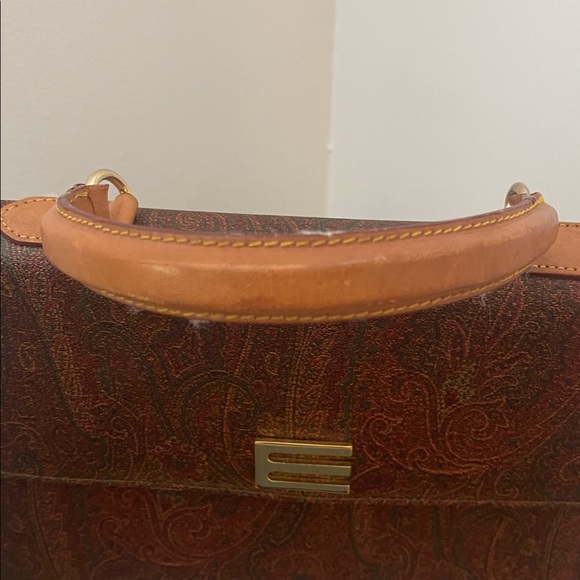 Etro 96’ Paisley Satchel In Brown with Gold Accent - Picture 11 of 17